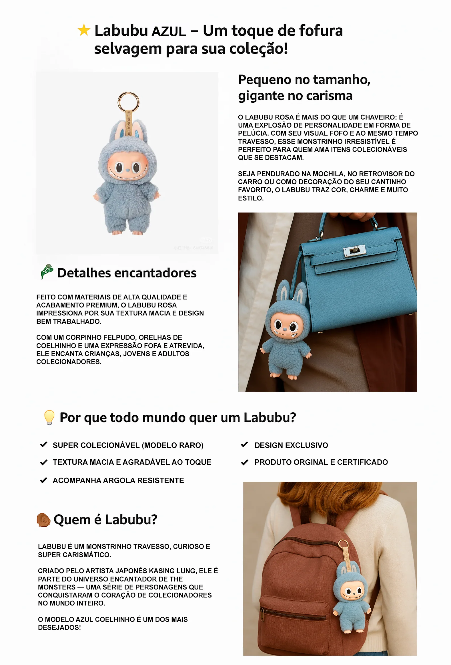 Descrição do Labubu Cinza